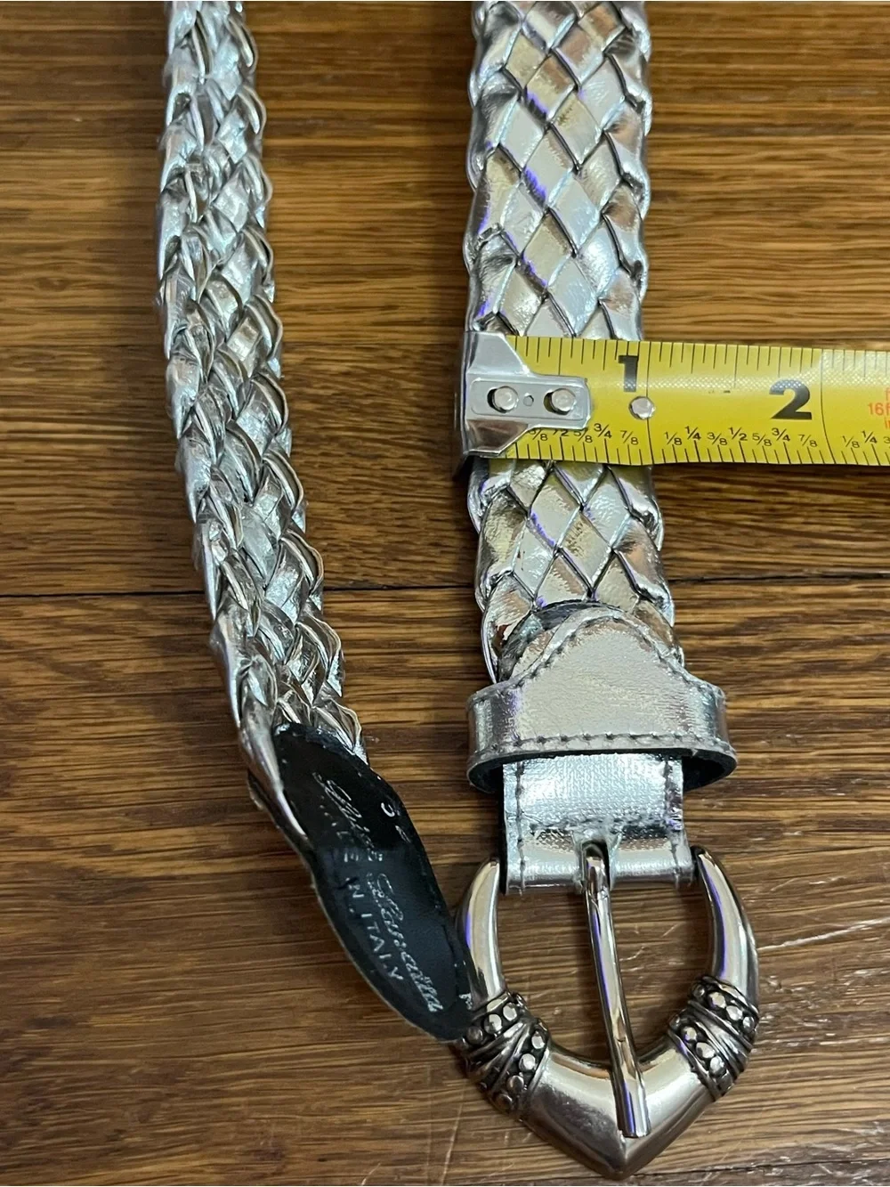 Vtg Luigi Lanatta belt Italy silver woven braided metallic maximalist 32